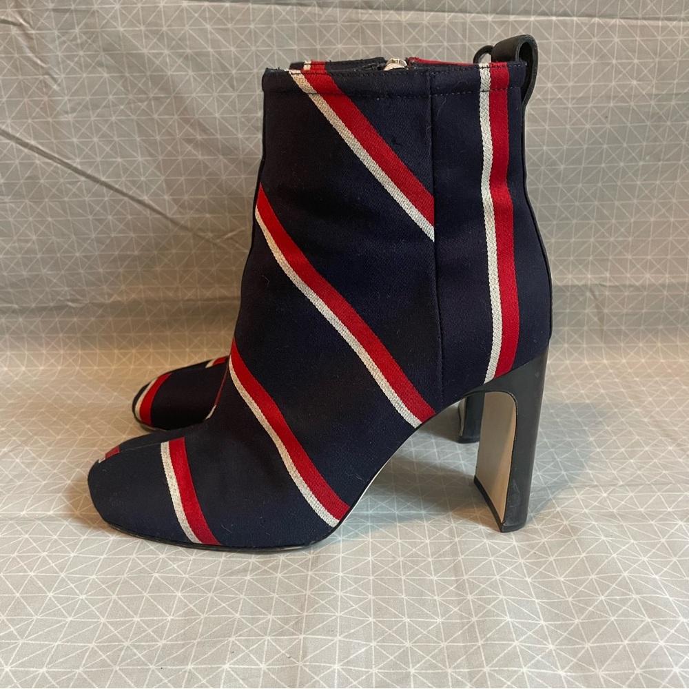 Rag & Bone Ellis Wool Leather Red Navy Striped Boots 37 - Picture 3 of 11